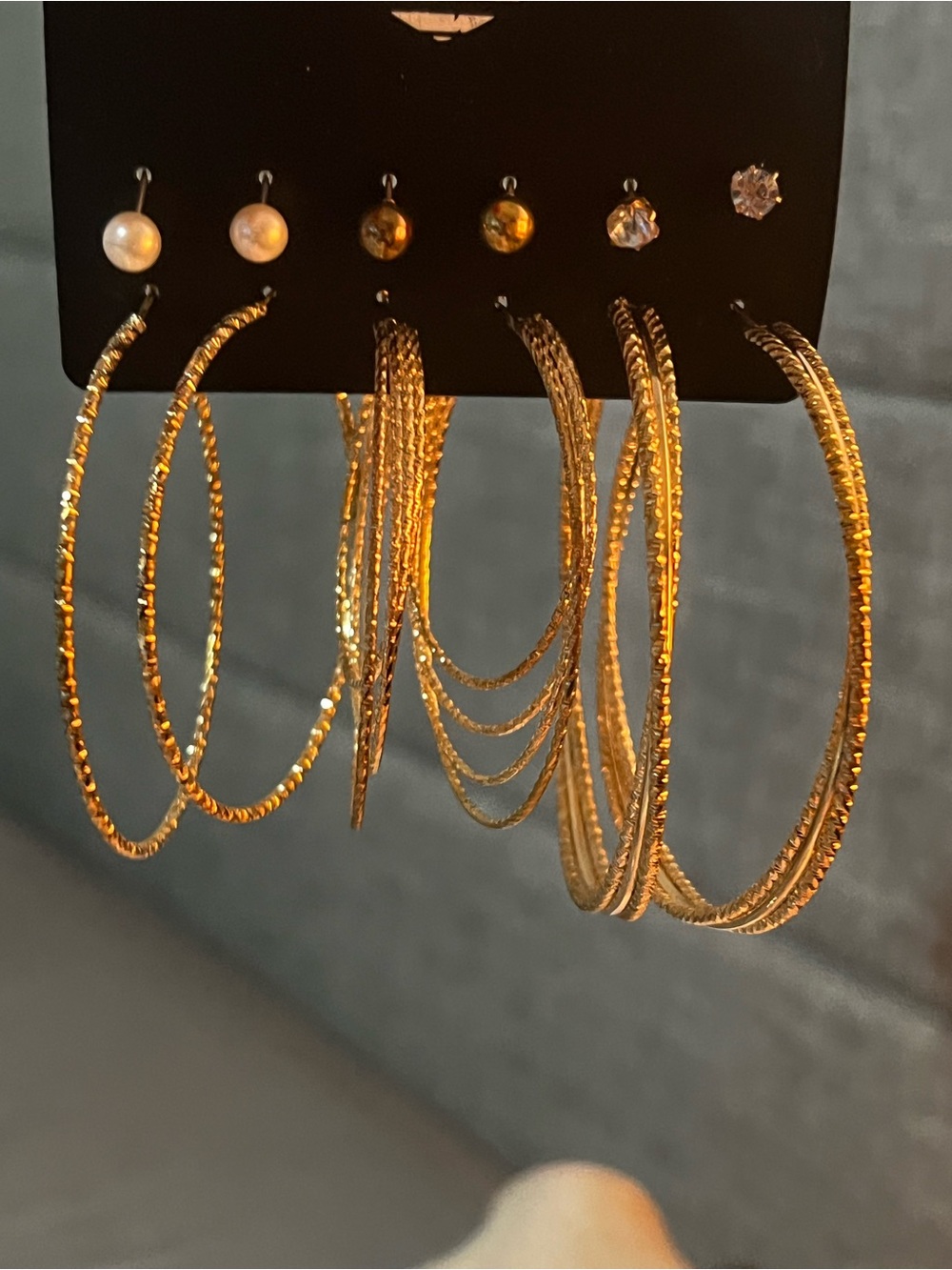 Gold Hoop and Pearls Earring Set of 6 - Multipack Women Jewelry